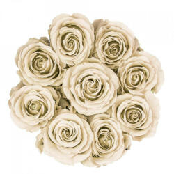 Aranjamente florale - Aranjament floral cu 9 trandafiri de sapun, in cutie neagra rotunda, crem