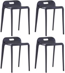 vidaXL Scaune stivuibile 4 buc. , negru, plastic (247281)