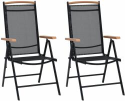 vidaXL Scaune pliante de grădină, 2 buc. , negru, aluminiu & textilenă (41732) - vidaxl