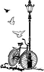 ERS Sticker Lamp Post Bike Birds 60cm Negru