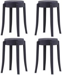 vidaXL Scaune stivuibile, 4 buc. , negru, plastic (247278)