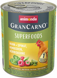 Animonda 6x800g animonda GranCarno Adult Superfoods nedves kutyatáp- Csirke + spenót, málna, tökmag