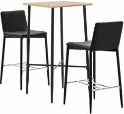 vidaXL Set mobilier de bar, 3 piese, negru, piele ecologică (3050035)