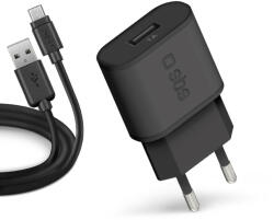 SBS - 5W Töltőadapter USB + Kábel USB / Micro-USB, fekete