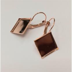 PENTART Gyöngy alkatrész- ragasztós fülbevaló alap, négyzet 15mm, rózsaarany 3pár/csomag