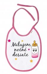 Baby Nellys Bavetă impermeabilă I love târziu noapte gustări, 24 x 27 cm - alb/roz Bavata