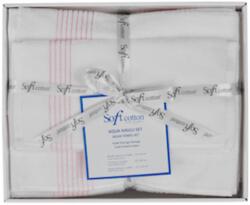 SOFT COTTON AQUA törölközők és fürdőlepedők ajándékszettje, 5 db Fehér-rózsaszín hímzés / Pink embroidery Szett (2 db 33 x 33 cm-es, 2 db 45x90 cm-es törölköző, 75 x 150 cm-es fürdőlepedő)