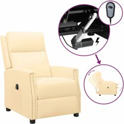 vidaXL Fotoliu rabatabil electric, crem, piele ecologică (3098481)