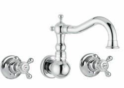 Bugnatese Arcadia 3-lyukas fali mosdócsaptelep Click-Clack leeresztővel, 22 cm-es kifolyóval, króm/arany 8370SCCRDO (8370SCCRDO)