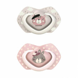 Canpol babies szimmetrikus nyugtató cumi Bonjour Paris, 2 db, 0-6 hó (rózsaszín)