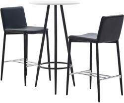 vidaXL Set de bar, 3 piese, negru, piele ecologică (279772)