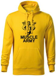 DRAGOWA hanorac barbati cu gulgă muscle army team, galben 320g / m2