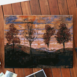 Pictorul Fericit Between sky and earth (Four Trees) - Pictură pe numere Panza pictura