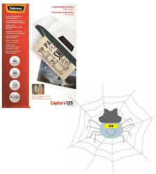 Fellowes Lamináló fólia, A4, 125 mikron, fényes, öntapadó hátlappal, 100 db/doboz, Fellowes® - spidershop