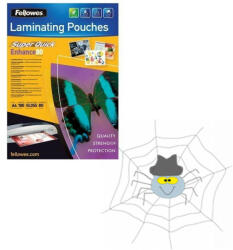 Fellowes Lamináló fólia, A4, 80 mikron, fényes, 100 db/doboz, SuperQuick Fellowes® - spidershop