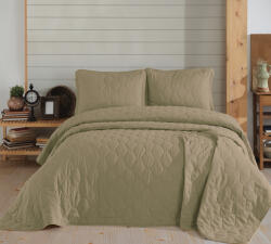 Nazenin Home® Set cuvertura matlasata + 2 fete perna bumbac 100%, 220x240cm, Maro (kahve)