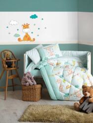 Cottonbox® Set dormit pentru bebelusi, cu protectie pt patut, bumbac 100% ranforce, Zurafa - Green Lenjerii de pat bebelusi‎, patura bebelusi