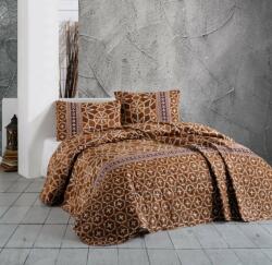 MAJOLI by Bahar Tekstil® Cuvertura matlasata bumbac 100% 220x240cm + 2 fete perna, Bahar Home, Navys Brown