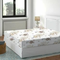 DeLuxe Pucioasa Cearceaf de pat cu elastic bumbac 100%, 180x200cm, Floral Bej