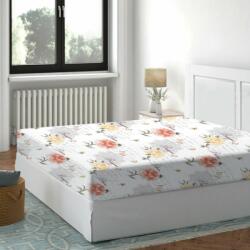 DeLuxe Pucioasa Cearceaf de pat cu elastic bumbac 100%, 160x200cm, Floral Peach Deluxe Pucioasa
