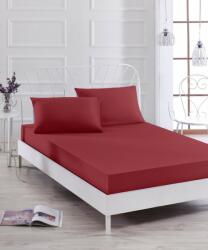 MAJOLI by Bahar Tekstil® Cearceaf de pat cu elastic si 1 fata perna, bumbac 100%, 100x200cm, Bordo