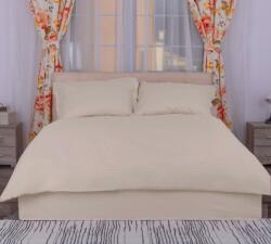 Pucioasa Lenjerie cu cearceaf pat cu elastic - saltea de 180x200cm, damasc policoton, Bej Lenjerie de pat
