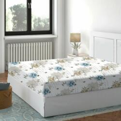 DeLuxe Pucioasa Cearceaf de pat cu elastic bumbac 100%, 180x200cm, Floral Bleu