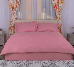 Pucioasa Lenjerie cu cearceaf pat cu elastic - saltea de 140x200cm, damasc policoton, Roz Lenjerie de pat