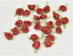 Szatén rózsa virágfej 2 cm - Piros