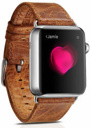 iCarer Apple Watch Watch 8/7/6/5/4/3/2/SE (41/40/38mm) iCarer valódi bőr óraszíj Barna (RIW103-OG)