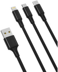 XO NB173 3in1 USB - Lightning + USB-C + microUSB 1, 2 m 2, 4A fekete