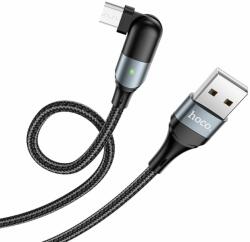 hoco. U100 kábel - USB / MicroUSB fekete szövet kábel 1, 2m (180 fokban elfordított csatlakozó véggel) 2, 4A