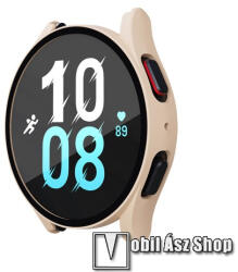 Okosóra műanyag védő tok / keret - RÓZSASZÍN - 9H edzett üveg előlap védő is! - SAMSUNG Galaxy Watch4 44mm (SM-R870) / Watch5 44mm (SM-R915F)
