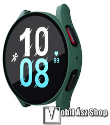  Okosóra műanyag védő tok / keret - ZÖLD - 9H edzett üveg előlap védő is! - SAMSUNG Galaxy Watch4 44mm (SM-R870) / Watch5 44mm (SM-R915F)