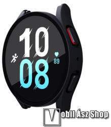 Okosóra műanyag védő tok / keret - FEKETE - 9H edzett üveg előlap védő is! - SAMSUNG Galaxy Watch4 40mm (SM-R860) / Watch5 40mm (SM-R905F)