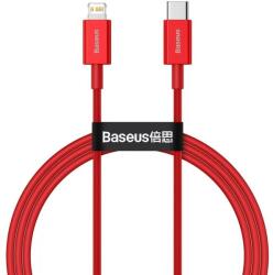 USB Type-C töltő- és adatkábel, Lightning, 100 cm, 20W, törésgátlóval, gyorstöltés, PD, Baseus Superior, CATLYS-A09, piros
