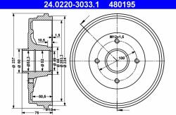 ATE Tambur frana ATE 24.0220-3033.1 - automobilus