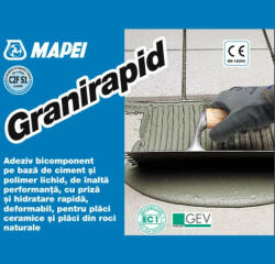 Mapei Granirapid - Adeziv cu Priza Rapida pentru Gresie, Faianta, Piatra Naturala (Variante produs: GRANIRAPID gri: set 30, 5 kg (A+B))