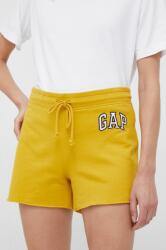 Gap rövidnadrág női, sárga, nyomott mintás, közepes derékmagasságú - sárga S