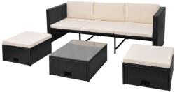 vidaXL Set mobilier cu perne, 4 piese, negru, poliratan 43104