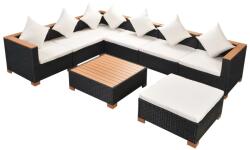 vidaXL Set mobilier cu perne, 8 piese, negru, poliratan 42758