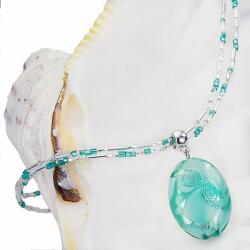 Lampglas Colier fin pentru femei Turcoazdantelă cu perla Lampglas cu argint pur NP5