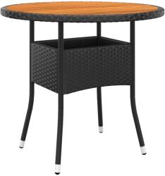 vidaXL Masă de grădină, negru, Ø80x75cm, lemn de acacia/poliratan (310608)