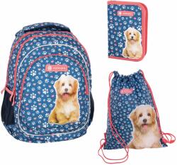 Astra Set scoala ASTRA, Ghiozdan, Penar neechipat 1 fermoar, Sac incaltaminte, Motiv caine (SET-6338+6345+6352)
