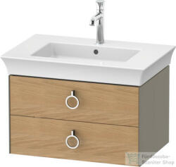 Duravit WHITE TULIP mosdó alá építhető függesztett 2 fiókos alsószekrény, 684 x 458 mm, Stone Grey High Gloss/Natural Oak solid WT43510H5H2 (WT43510H5H2)