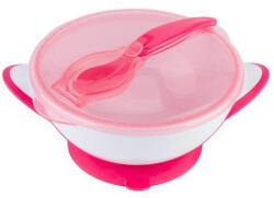  BabyOno tányér - tapadó aljú, fedeles, kanállal - Rózsaszín