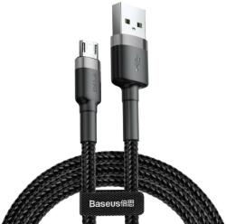  USB töltő- és adatkábel, microUSB, 300 cm, 2000 mA, törésgátlóval, cipőfűző minta, Baseus Cafule, CAMKLF-HG1, fekete/szürke - tok-shop