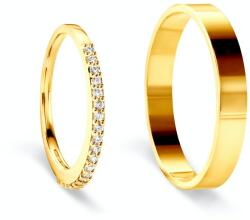 SAVICKI Сватбени халки Share Your Love: злато, бял сапфир, плоски. 1.5 мм и 3 мм