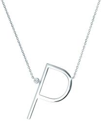 SAVICKI Сребърно колие с буква p, бял сапфир 0.04К, 45 см