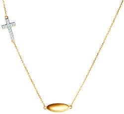 SAVICKI Златно колие с кръст 585 и бели диаманти 0.05К, 42 см